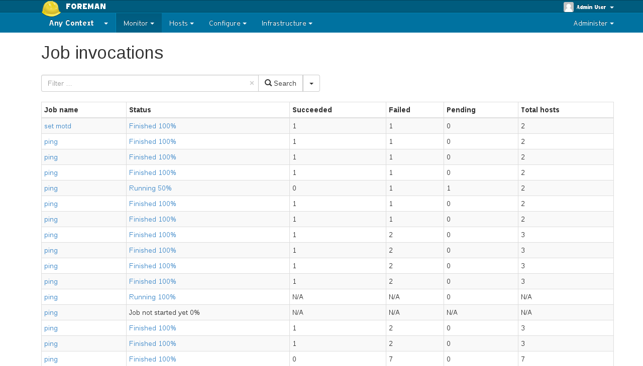 Job invocatios list