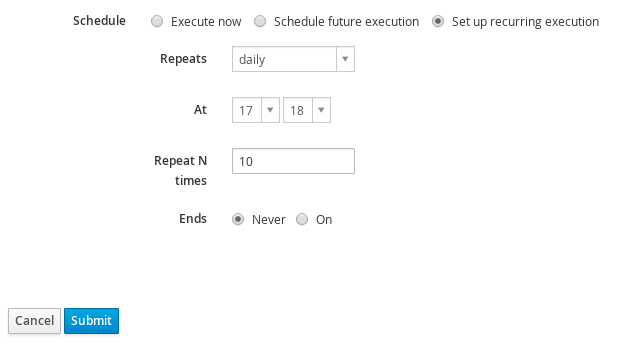 Job Invocation schedule form