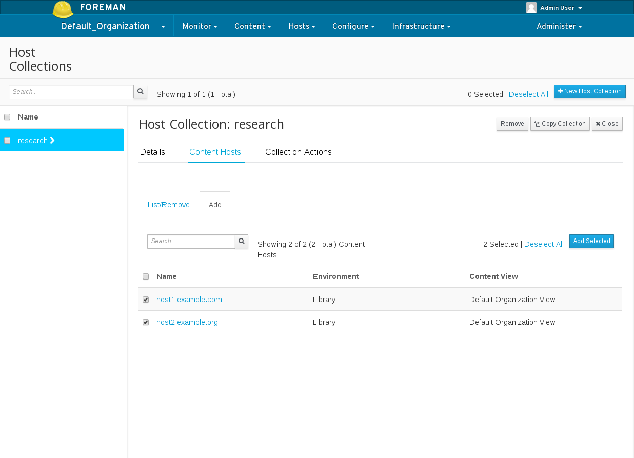 Adding Content Hosts to a Host Collection