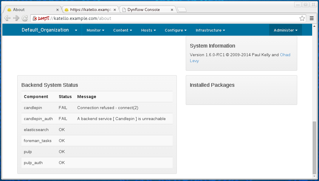 Backend systems status