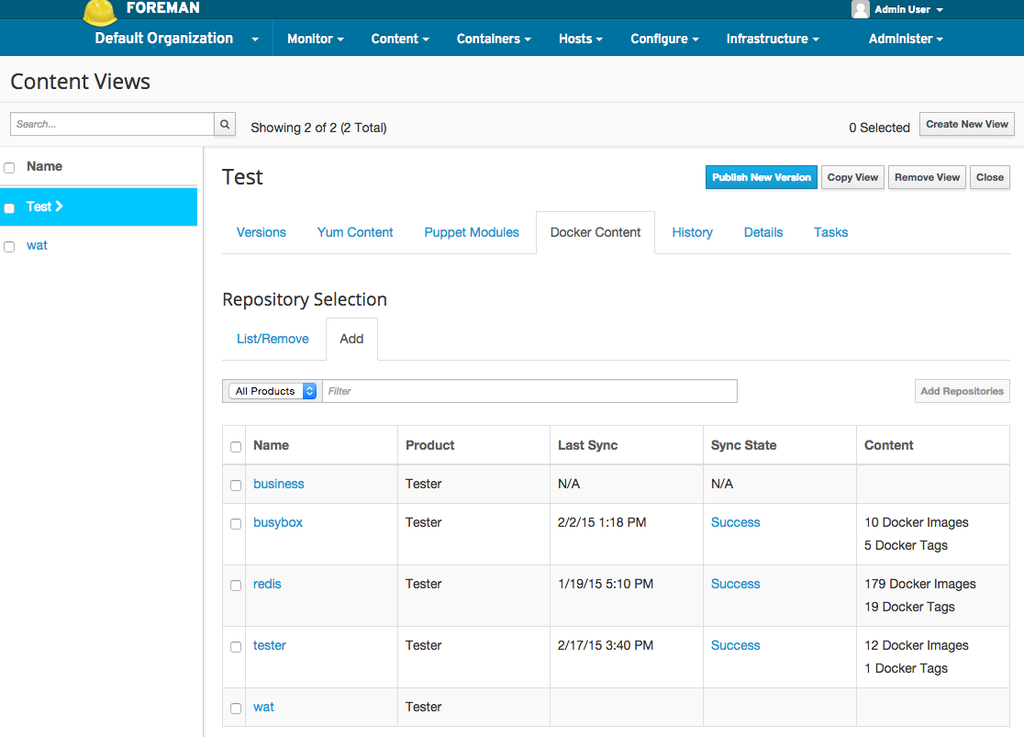 Adding Docker Repositories to a Content View